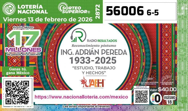 Premio Mayor de la Lotería del Viernes 13 de Febrero de 2026