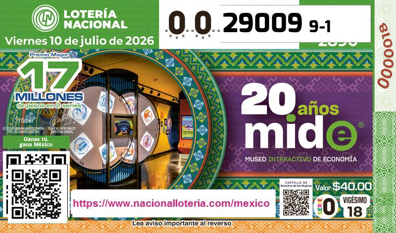 Premio Mayor de la Lotería del Viernes 10 de Julio de 2026