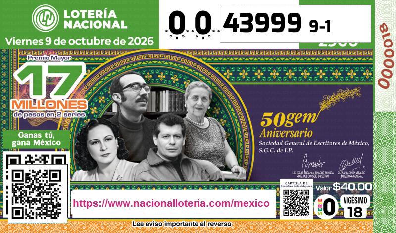 Premio Mayor de la Lotería del Viernes 9 de Octubre de 2026