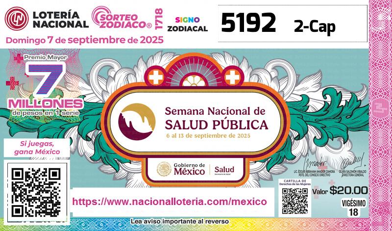 Premio Mayor de la Lotería del Domingo 7 de Septiembre de 2025