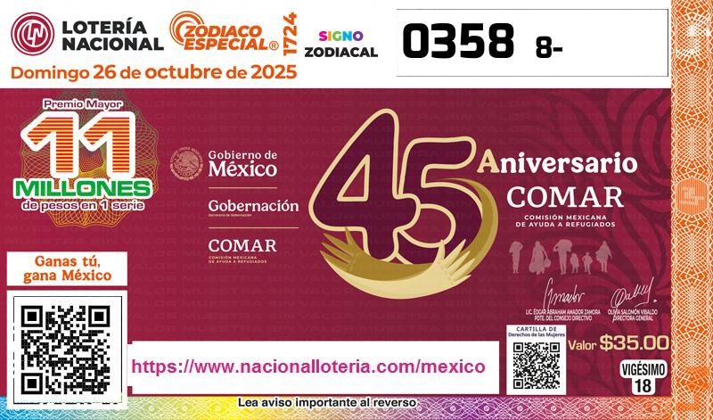 Premio Mayor de la Lotería del Domingo 26 de Octubre de 2025