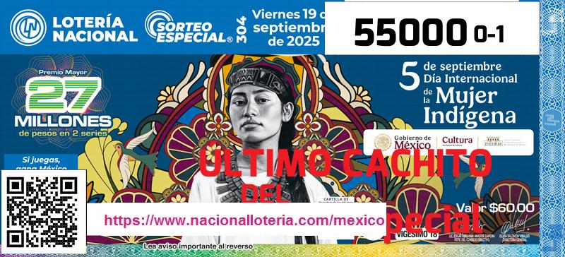 Cachito del último Sorteo Especial premiado en la Lotería Nacional del Viernes 19 de Septiembre de 2025 Último Sorteo Especial de la Lotería del Viernes 19 de Septiembre de 2025