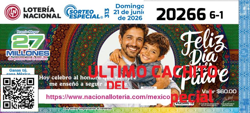 Último Sorteo Especial de la Lotería del Domingo 21 de Junio de 2026