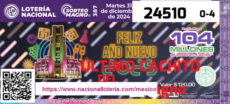 Último Sorteo Magno de la Lotería del Domingo 31 de Diciembre de 2023