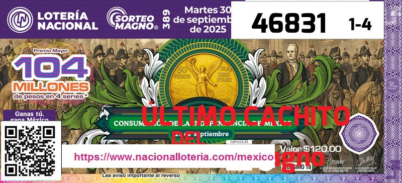 Cachito del último Sorteo Magno premiado en la Lotería Nacional del Martes 30 de Septiembre de 2025 Último Sorteo Magno de la Lotería del Martes 30 de Septiembre de 2025