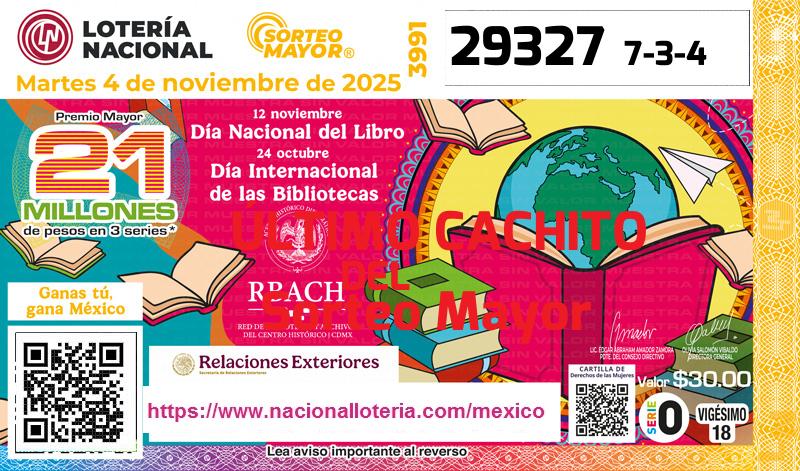 Cachito del último Sorteo Mayor premiado en la Lotería Nacional del Martes 4 de Noviembre de 2025 Último Sorteo Mayor de la Lotería del Martes 4 de Noviembre de 2025