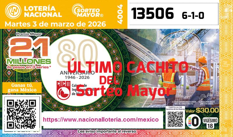 Cachito del último Sorteo Mayor premiado en la Lotería Nacional del Martes 3 de Marzo de 2026 Último Sorteo Mayor de la Lotería del Martes 3 de Marzo de 2026