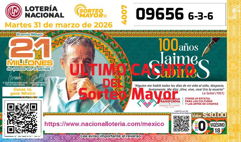 Último Sorteo Mayor de la Lotería del Martes 31 de Marzo de 2026