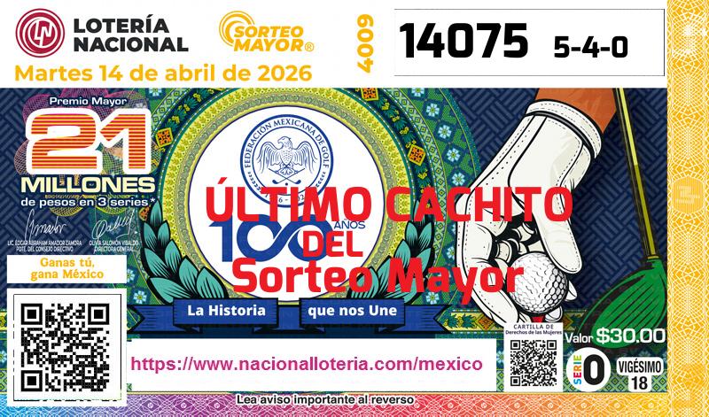 Último Sorteo Mayor de la Lotería del Martes 14 de Abril de 2026