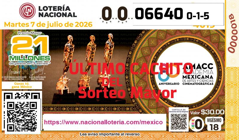 Último Sorteo Mayor de la Lotería del Martes 7 de Julio de 2026