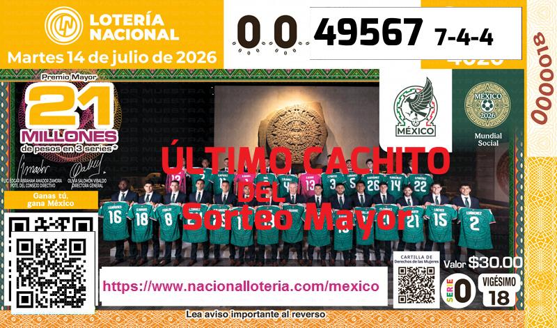 Último Sorteo Mayor de la Lotería del Martes 14 de Julio de 2026
