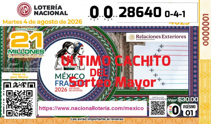 Último Sorteo Mayor de la Lotería del Martes 4 de Agosto de 2026