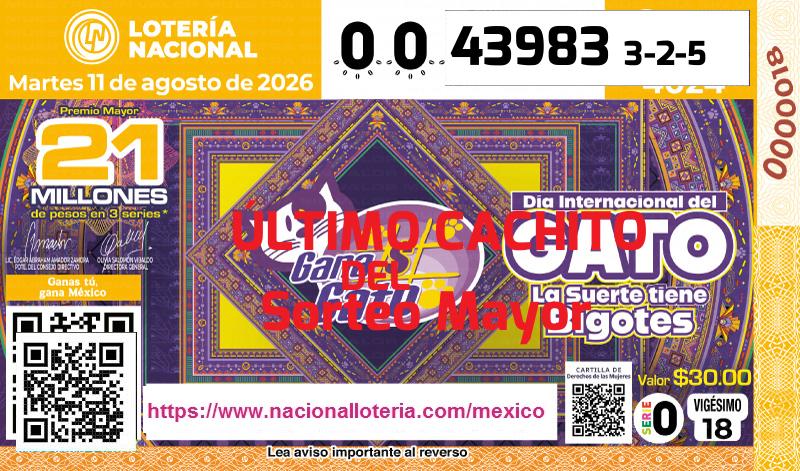 Último Sorteo Mayor de la Lotería del Martes 11 de Agosto de 2026