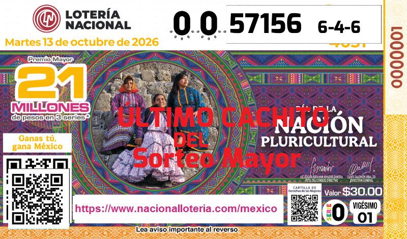 Último Sorteo Mayor de la Lotería del Martes 13 de Octubre de 2026