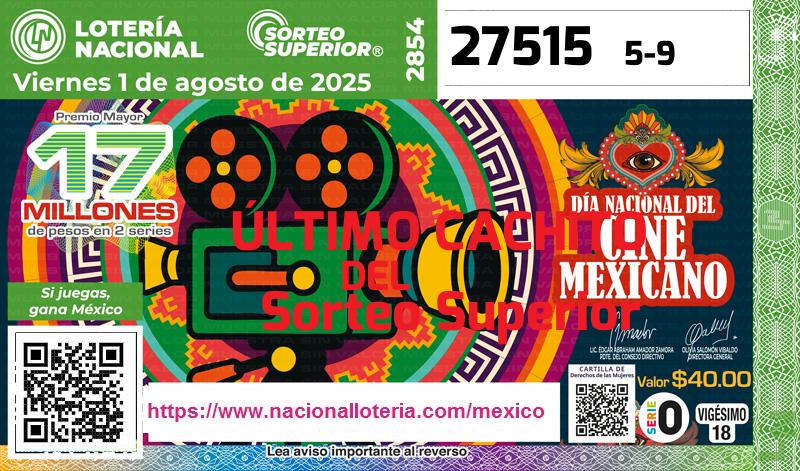 Cachito del último Sorteo Superior premiado en la Lotería Nacional del Viernes 1 de Agosto de 2025 Último Sorteo Superior de la Lotería del Viernes 1 de Agosto de 2025
