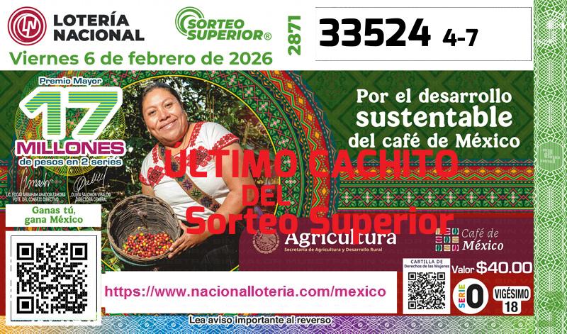 Cachito del último Sorteo Superior premiado en la Lotería Nacional del Viernes 6 de Febrero de 2026 Último Sorteo Superior de la Lotería del Viernes 6 de Febrero de 2026