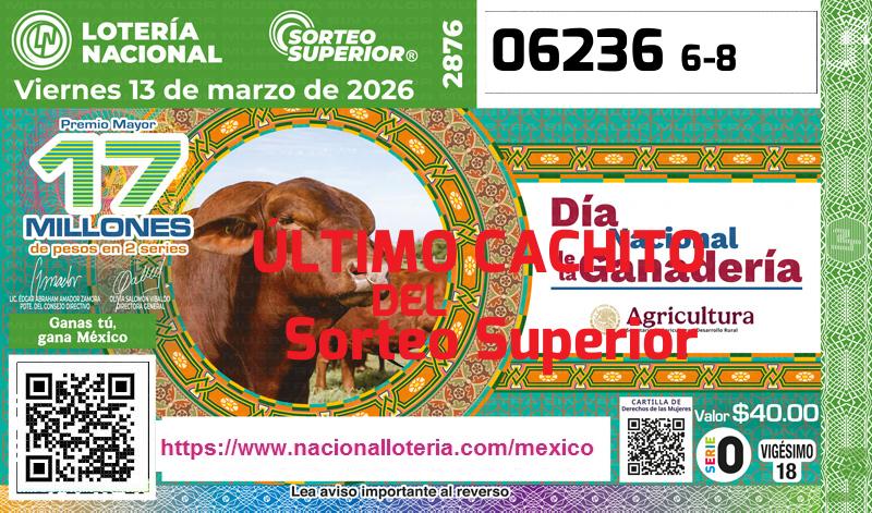 Último Sorteo Superior de la Lotería del Viernes 13 de Marzo de 2026