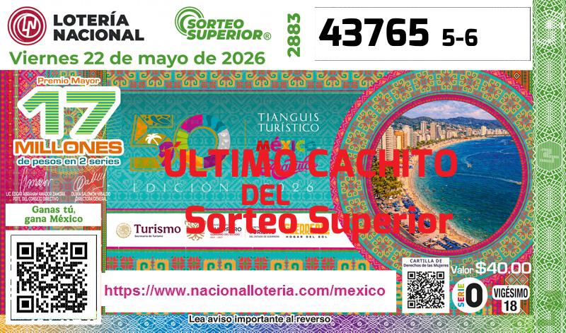 Cachito del último Sorteo Superior premiado en la Lotería Nacional del Viernes 22 de Mayo de 2026 Último Sorteo Superior de la Lotería del Viernes 22 de Mayo de 2026
