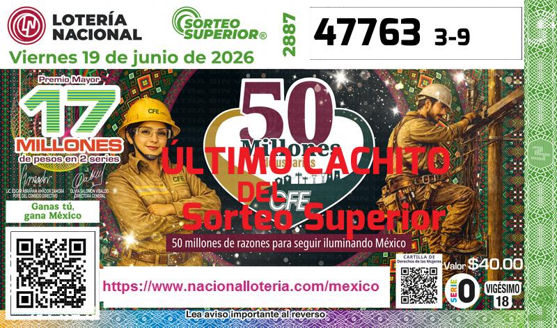 Último Sorteo Superior de la Lotería del Viernes 19 de Junio de 2026