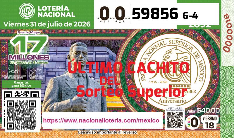 Último Sorteo Superior de la Lotería del Viernes 31 de Julio de 2026