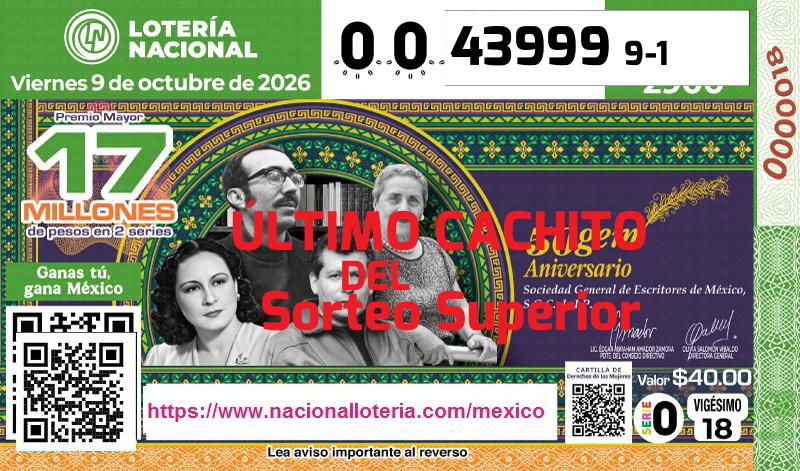 Último Sorteo Superior de la Lotería del Viernes 9 de Octubre de 2026