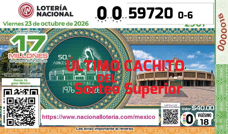 Último Sorteo Superior de la Lotería del Viernes 23 de Octubre de 2026