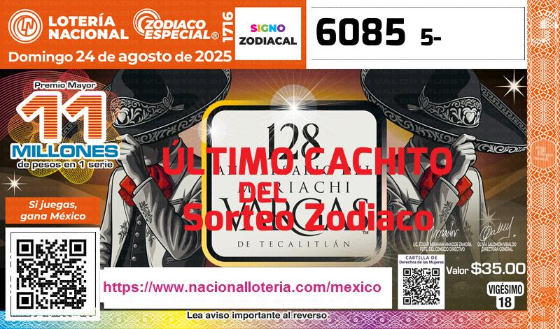 Cachito del último Sorteo Zodiaco premiado en la Lotería Nacional del Domingo 24 de Agosto de 2025 Último Sorteo Zodiaco de la Lotería del Domingo 24 de Agosto de 2025