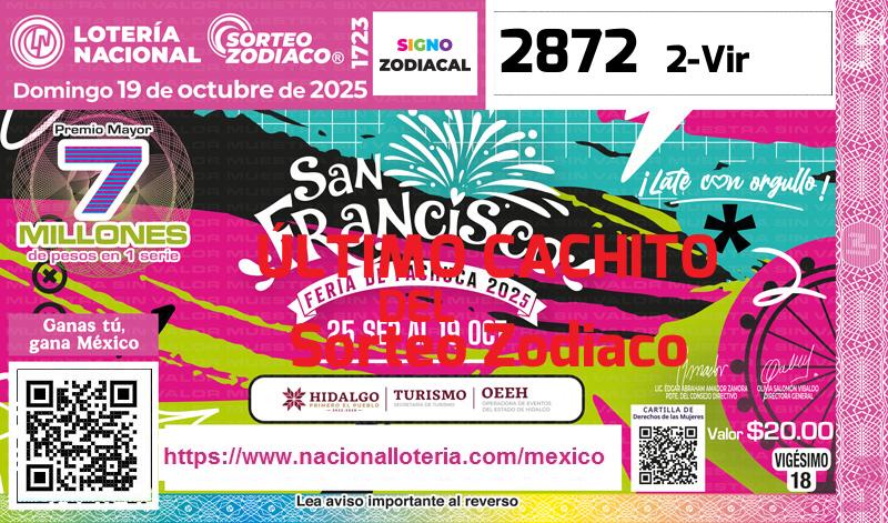 Cachito del último Sorteo Zodiaco premiado en la Lotería Nacional del Domingo 19 de Octubre de 2025 Último Sorteo Zodiaco de la Lotería del Domingo 19 de Octubre de 2025