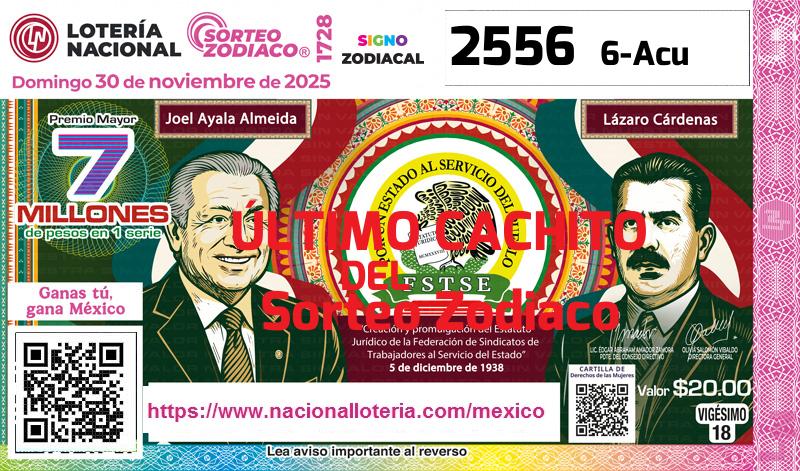 Cachito del último Sorteo Zodiaco premiado en la Lotería Nacional del Domingo 30 de Noviembre de 2025 Último Sorteo Zodiaco de la Lotería del Domingo 30 de Noviembre de 2025