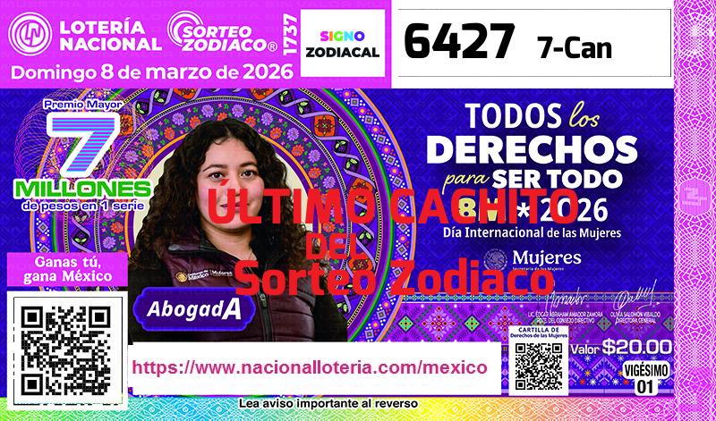 Cachito del último Sorteo Zodiaco premiado en la Lotería Nacional del Domingo 8 de Marzo de 2026 Último Sorteo Zodiaco de la Lotería del Domingo 8 de Marzo de 2026