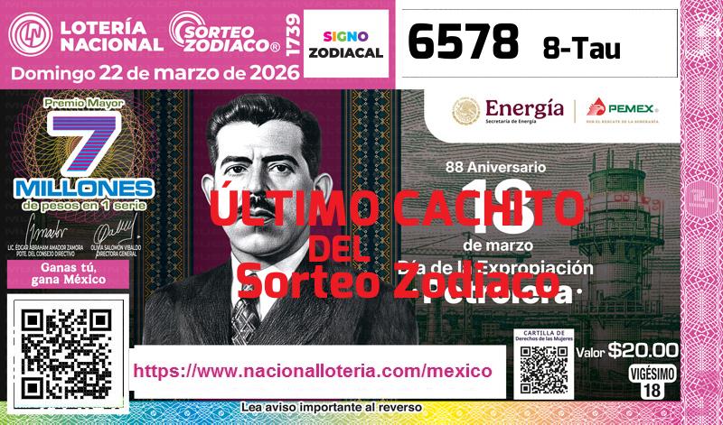 Cachito del último Sorteo Zodiaco premiado en la Lotería Nacional del Domingo 22 de Marzo de 2026 Último Sorteo Zodiaco de la Lotería del Domingo 22 de Marzo de 2026