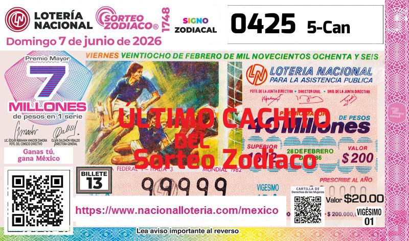 Último Sorteo Zodiaco de la Lotería del Domingo 7 de Junio de 2026