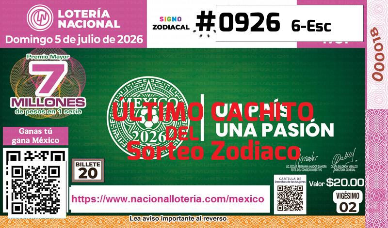 Último Sorteo Zodiaco de la Lotería del Domingo 5 de Julio de 2026