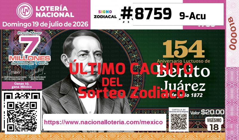 Último Sorteo Zodiaco de la Lotería del Domingo 19 de Julio de 2026