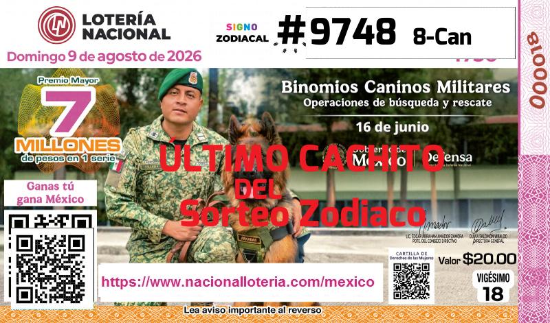 Último Sorteo Zodiaco de la Lotería del Domingo 9 de Agosto de 2026