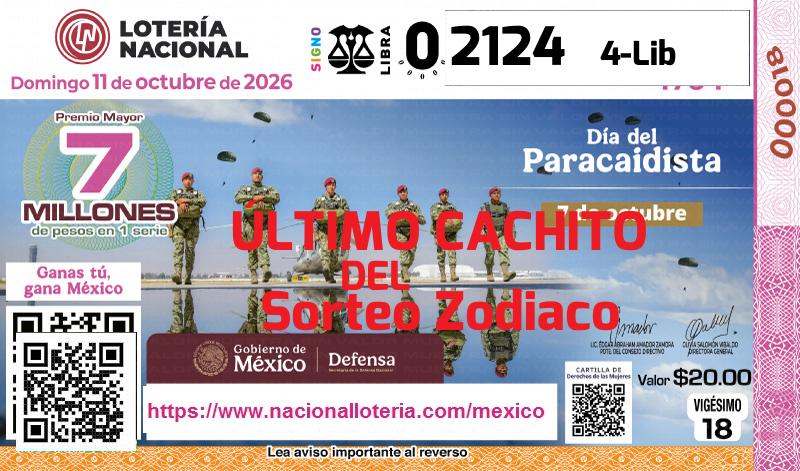 Último Sorteo Zodiaco de la Lotería del Domingo 11 de Octubre de 2026
