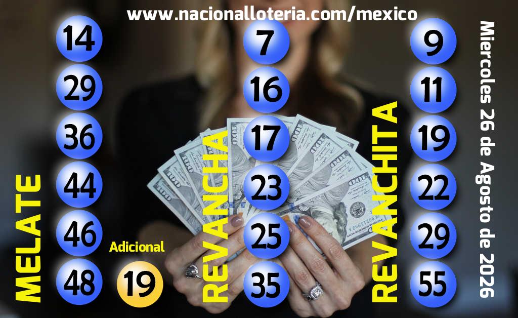 Resultados del Melate del Mi&eacute;rcoles 26 de Agosto de 2026