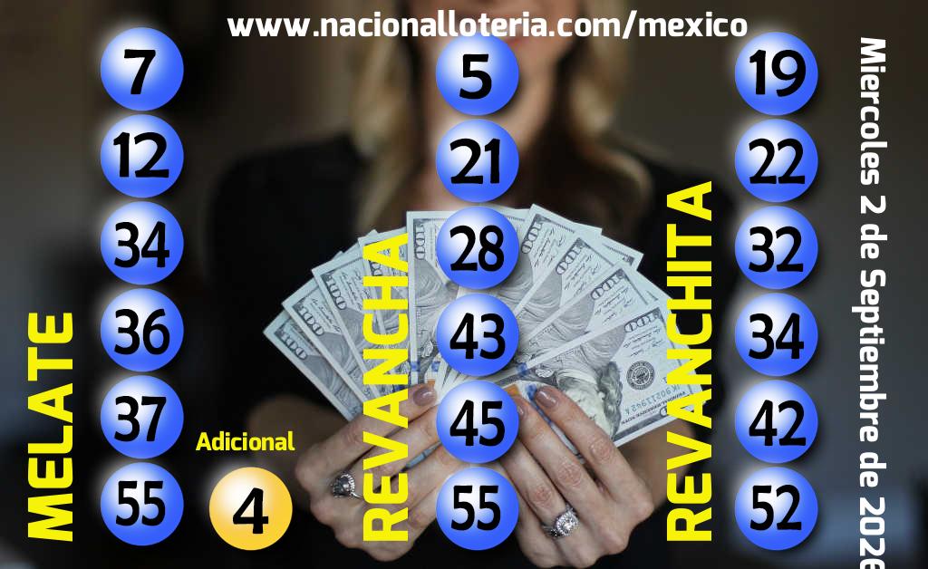 Resultados del Melate del Mi&eacute;rcoles 2 de Septiembre de 2026