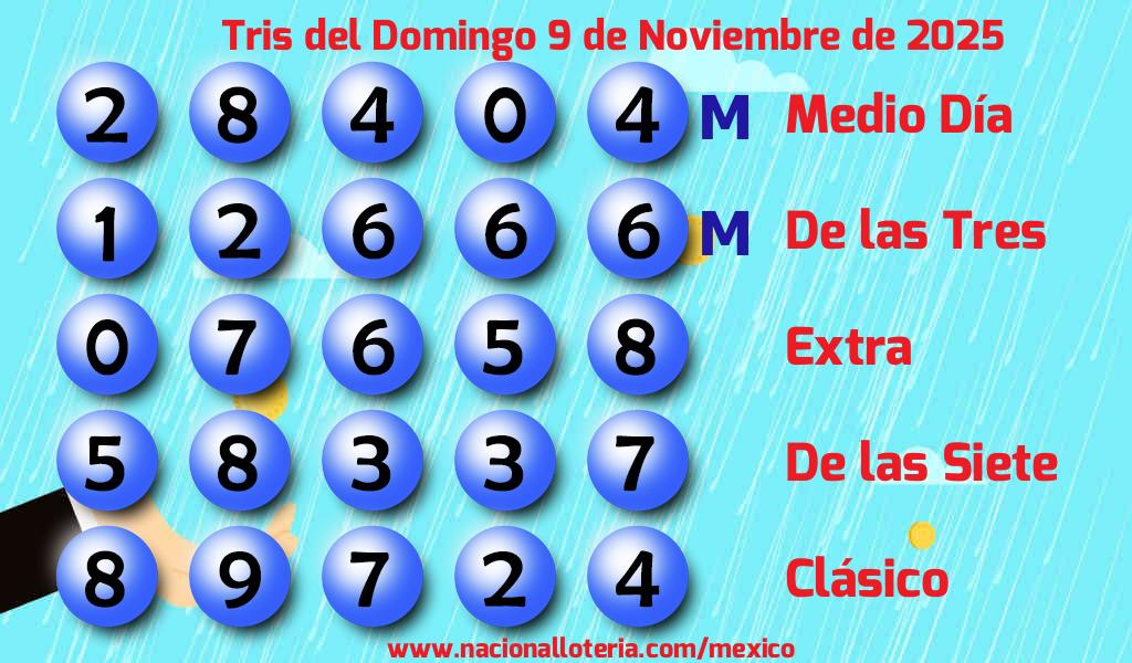 Resultados del Tris del Domingo 9 de Noviembre de 2025