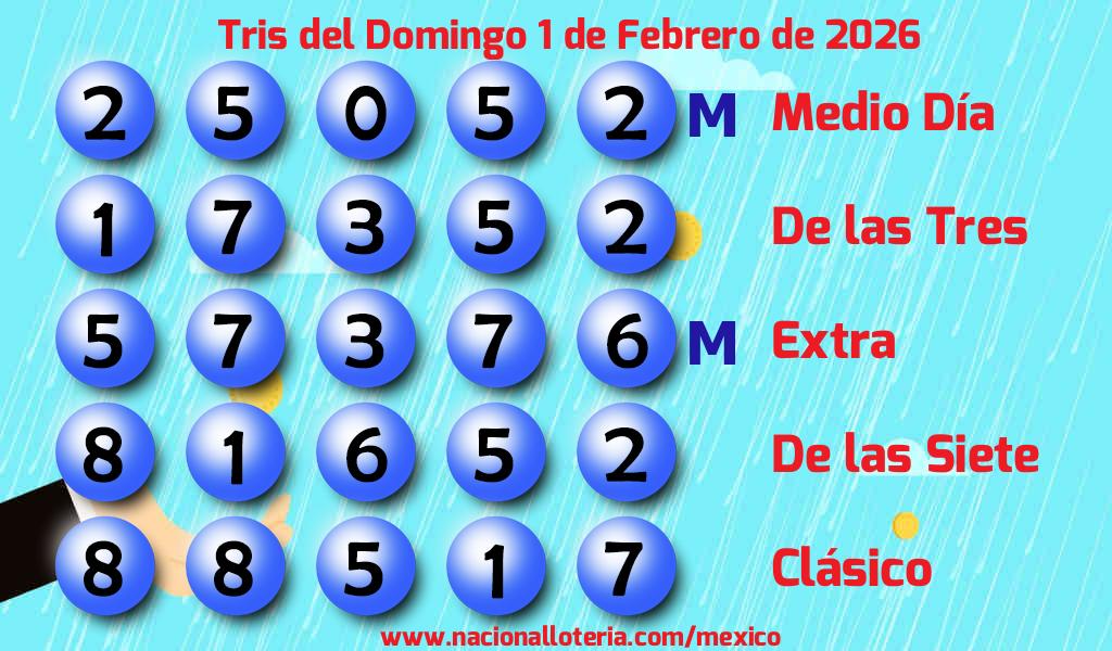 Resultados del Tris del Domingo 1 de Febrero de 2026