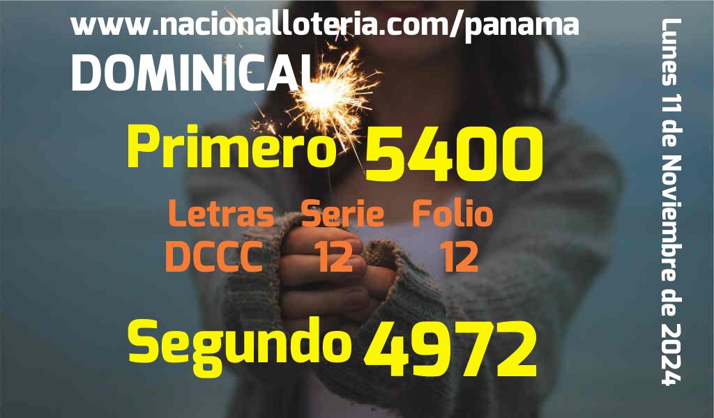 Resultados Dominical del Lunes 11 de Noviembre de 2024