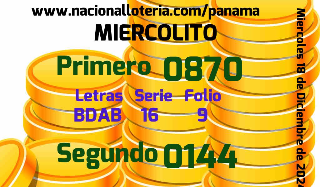 Resultados Miercolito del Miércoles 18 de Diciembre de 2024