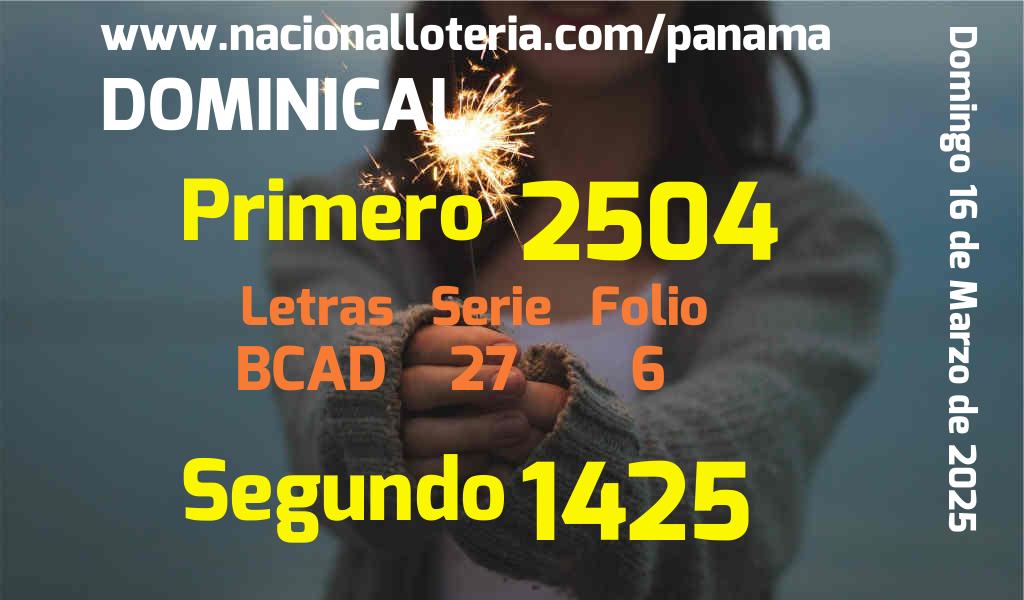 Resultados Dominical del Domingo 16 de Marzo de 2025