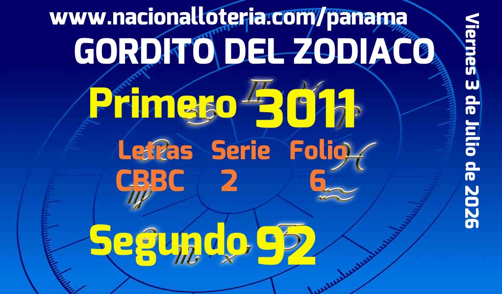 Resultados Gordito del Zodiaco del Viernes 3 de Julio de 2026