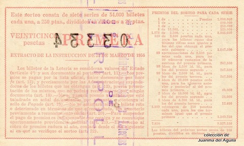 Reverso décimo de Lotería 1960 / 14