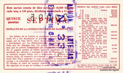 Reverso décimo de Lotería 1961 / 27