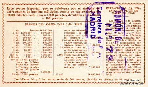 Reverso décimo de Lotería 1964 / 19