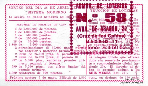 Reverso décimo de Lotería 1972 / 13