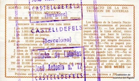 Reverso décimo de Lotería 1975 / 10