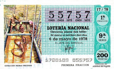 Décimo de Lotería Nacional de 1978 Sorteo 17 - EXTRACCION PIEDRAS PRECIOSAS Décimo de Lotería Nacional de 1978 Sorteo 17 - EXTRACCION PIEDRAS PRECIOSAS